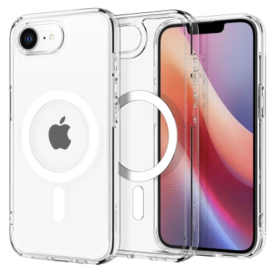 Abbildung von Spigen für iPhone 16e Hülle [Anti Vergilbung] Ultra Hybrid MagFit Case Handyhülle Transparent Dünn Slim Kompatibel mit MagSafe Zubehör Clear White