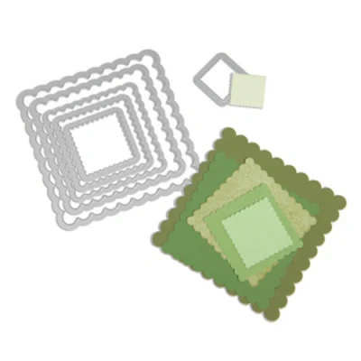 Abbildung von Sizzix Framelits Stanzen Squares Scallop, 6er Set, Mehrfarbig