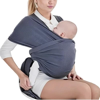 Abbildung von Tragetuch Baby elastisch für Neugeborene und Kleinkinder, Babytragetuch Kindertragetuch Bauchtrage Sling Innerhalb 16 KG von VOARGE,grau