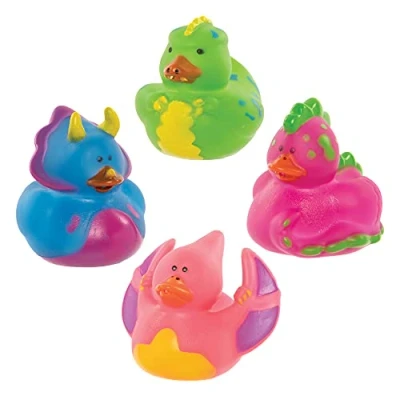 Abbildung von Baker Ross FE318 Dinosaurier Gummiente Badespielzeug 8er Pack, Spielzeug für Kleine, Partytütenfüller und Badewannenspielzeug Kinder