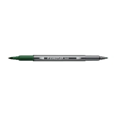 Abbildung von STAEDTLER aquarell Doppelfasermaler Design Journey, erdgrün, feine Spitze und flexible Pinselspitze, wasservermalbar, 10 erdgrüne Filzstifte, 3001 55