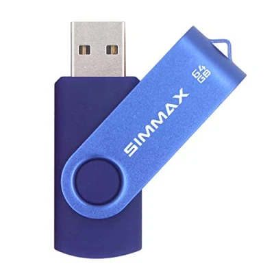 Abbildung von SIMMAX USB Sticks 64GB Flash Laufwerk Rotate Metall 2.0 Speicherstick (64GB Blau)