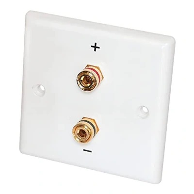 Abbildung von 6 Stück Dynavox Lautsprecher Wand Anschlußblende weiß / 2 x Bananen Kupplung