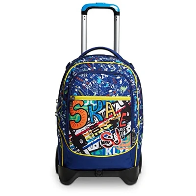 Abbildung von SJ Rucksack mit Trolleyfunktion, 3 in 1, Schulranzen Rollen, Abnehmbarer Rucksack, ab 1. Klasse, für Schule, Gymnasium, Reisen&amp;Freizeit, Mädchen&amp;Jungen