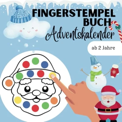 Abbildung von Fingerstempelbuch Adventskalender: 24 weihnachtliche Motive zum stempeln und ausmalen für Kinder ab 2 Jahren