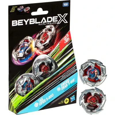 Abbildung von Hasbro Lernspielzeug Beyblade X Tail Viper 5 80O und Sword Dran 3 60F Kreisel Dual Pack