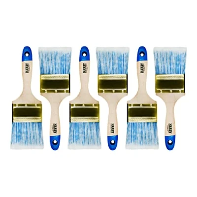 Abbildung von Hardy Flachpinsel Serie 42 zum Malen mit Acrylfarben und Lacken Effizient gleichmäßig deckend Synthetikborsten Holzstiel 6er Set Breite 75mm