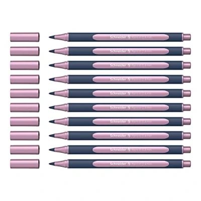 Abbildung von Schneider ML05001121 metallic Rollerball Stifte (Strichstärke 0,4 mm, hochmetallische Tinte, schnelltrocknend, Gehäuse aus 88% biobasiertem Kunststoff) 10 Stück in der Farbe rose