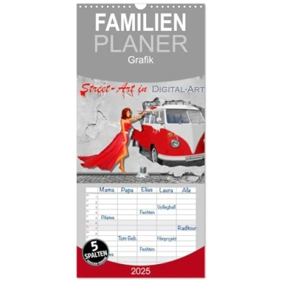 Abbildung von Familienplaner 2025 Street Art in Digital by Mausopardia mit 5 Spalten (Wandkalender, 21 cm x 45 cm), CALVENDO