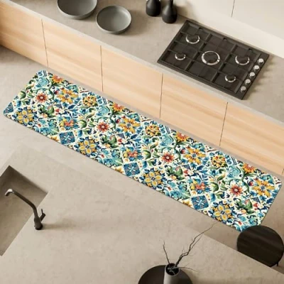 Abbildung von Comart, Austin Küchenteppich, aus Polyester, Bedruckt, rutschfest, Tiles, 50 x 230 cm