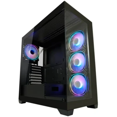 Abbildung von LC Power Gaming Gehäuse 715B Seamless Pale X, ATX Midi Tower, Hartglas, PC Gehäuse, schwarz