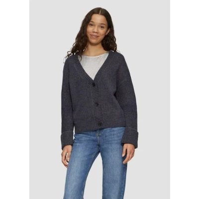 Abbildung von QS Melierter Optik Strickjacke, Damen, Größe: Medium, Schwarz