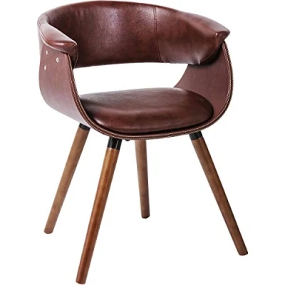 Abbildung von Kare Design Armlehnstuhl Monaco, Nougat, Vintage, Lederoptik, Beine aus Buchenholz, Home Office, Wohnzimmer, Esszimmer, Arbeitszimmer Stuhl, 72x58x47 cm (H/B/T)