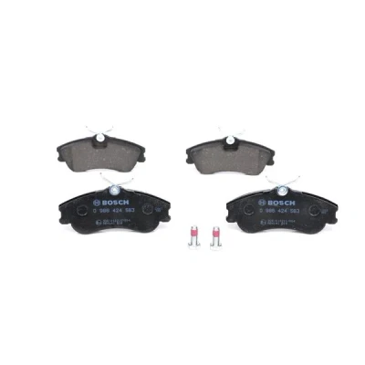 Abbildung von BOSCH 0 986 424 583 Bremsbelagsatz Low Metallic mit Montageanleitung, Anti Quietsch Blech, Schrauben PEUGEOT: 206 Schrägheck, Limousine