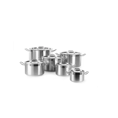 Abbildung von HENDI Kochtopf 7 Liter mit Deckel Edelstahl ø 24 x 15 cm für Induktion Gas Elektro Ceran Herd punktgeschweißte Griffe, Gastro Fleischtopf