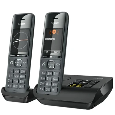 Abbildung von Gigaset Comfort 520A Duo 2 Schnurlose DECT Telefone mit Anrufbeantworter Beste Audioqualität Freisprechfunktion Anrufschutz Adressbuch 200 Kontakten, titan schwarz [Deutsche Version]