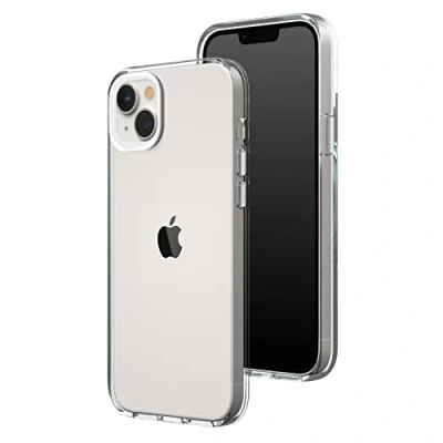 Abbildung von RhinoShield Crystal Clear Case kompatibel mit [iPhone 14 Plus] Fortschrittliche Vergilbungsresistenz, Hohe Transparenz, Personalisierbare und Transparente Schutzhülle Weiß Kamera Ring