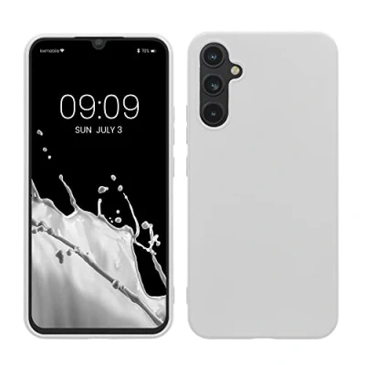 Abbildung von kwmobile Hülle kompatibel mit Samsung Galaxy A34 5G weiches TPU Silikon Case Cover geeignet für kabelloses Laden Weiß matt