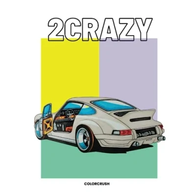 Abbildung von 2 Crazy Car coloring Book: Supercars, JDM, Luxury Cars, Modified Customized Cars book for kids and adults