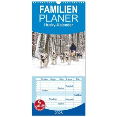 Abbildung von Familienplaner 2025 Husky Kalender mit 5 Spalten (Wandkalender, 21 cm x 45 cm), CALVENDO
