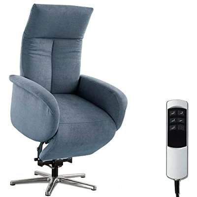 Abbildung von CAVADORE TV Sessel Juba / Pflegeleichter Fernsehsessel mit Aufstehhilfe + elektrisch verstellbarer Relaxfunktion 2 E Motoren 75 x 112 82 Soft Clean Bezug, Hellblau