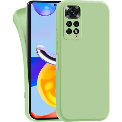 Abbildung von MyGadget Hülle für Xiaomi Redmi Note 11 11s robuste Silikon Schutzhülle TPU Case Slim Silikonhülle Back Cover Kratzfest Handyhülle Matt Grün