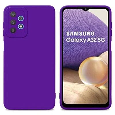 Abbildung von Cadorabo Hülle kompatibel mit Samsung Galaxy A32 5G Schutzhülle TPU Silikon Case Liquid Design Kameraschutz Slim Kratzfest Weiche Gummi Rundumschutz für in Lila