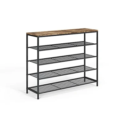 Abbildung von Vicco Schuhbank Fyrk, Eiche rustikal/Schwarz, 100 x 80 cm