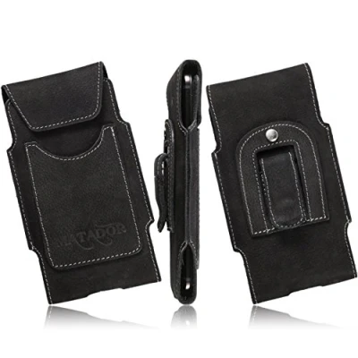 Abbildung von Matador Nubuk Echt Leder Slim Design Tasche kompatibel mit Apple iPhone 8/12/13 Mini Handytasche Gürteltasche Vertikaltasche Gürtelclip/Gürtelschlaufe und EC./Kreditkartenfach