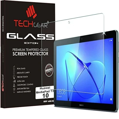 Abbildung von TECHGEAR Schutzfolie kompatibel mit Huawei MediaPad T3 10 (9.6 Zoll) Glas Anti Kratzer Schutzabdeckung
