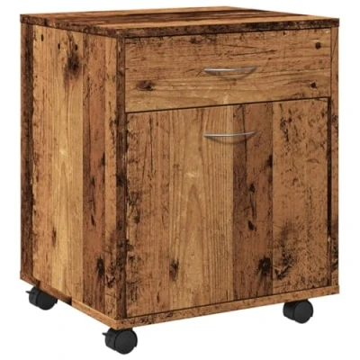 Abbildung von vidaXL Rollcontainer, Aktenschrank mit Stauraum, Rollschrank für Büro Arbeitszimmer, Bürocontainer Büroschrank, Altholz Optik Holzwerkstoff