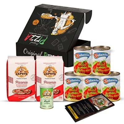 Abbildung von DELICRET PIZZA ZUTATEN 2kg Caputo Pizzeria Pizzamehl 100g Trockenhefe 5x 400g San Marzano Tomaten Dosen DOP +NEAPOLITANISCHE REZEPTE Weichweizenmehl