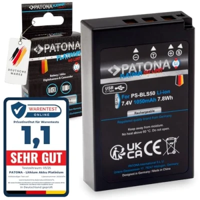 Abbildung von PATONA Platinium PS BLS 5 Akku 1050mAh Ersatzakku USB C Input kompatibel mit Olympus E 450 OM D M10 Mark II III S IV Pen P3 PL1 PL2 PL3 PL5 PL6 P7 PL7 EPL8 EPL10 EP7 EPM1 EPM2 BLS5
