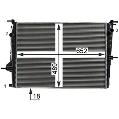 Abbildung von MAHLE ORIGINAL CR 23 000P Kühler, Motorkühlung 652 489 18 Kühlrippen mechanisch gefügt RENAULT: MEGANE 3 Schrägheck, SCENIC 3, Grandtour