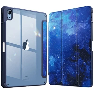 Abbildung von Fintie Hybrid Hülle für iPad 10. Generation 2022 (10.9 Zoll) mit Stifthalter Stoßfeste Schutzhülle transparenter Hartschale auf der Rückseite,Sternenhimmel