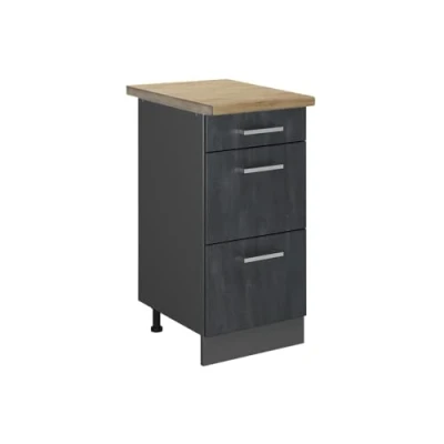 Abbildung von Vicco Küchenunterschrank R Line, Schwarz Beton/Anthrazit, 40 cm AP Eiche