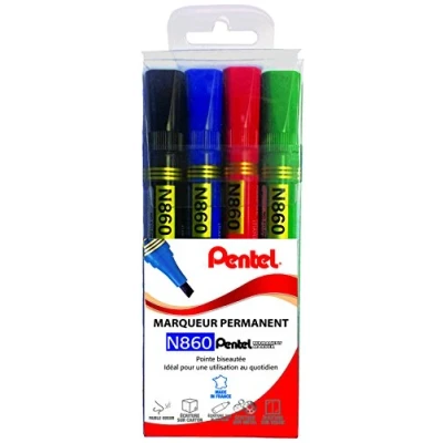 Abbildung von Pentel N860/4 Samt 4 Permanentmarker Keilspitze Durchschnitt schwarz/rot/blau/grün