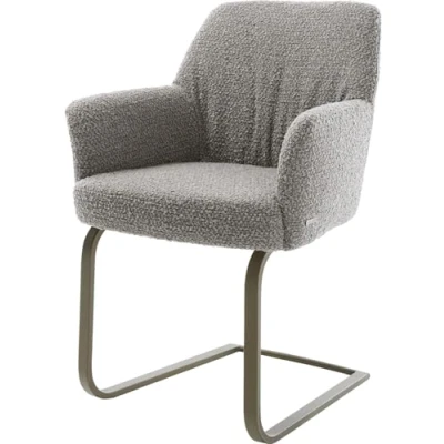 Abbildung von Freischwinger Xana Flex mit Armlehnen Bouclé Silbergrau flach Effektfinish Titan Taschenfederkern