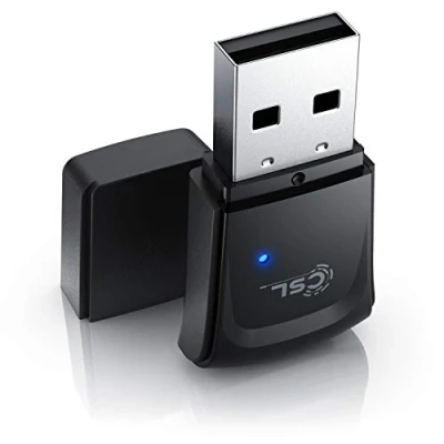 Abbildung von CSL WLAN 300 Mbit/s USB Stick Adapter WiFi Verschlüsselung WEP WPA WPA2 2,4 Ghz 2T2R Streaming VoIP Verstärkung 18 dBm für Windows 7 11