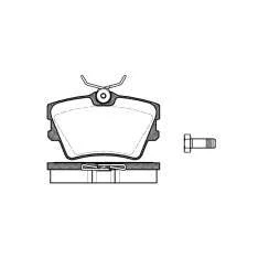Abbildung von REMSA 0591.00 Bremsbelagsatz Hinterachse mit Klebefolie, Schrauben Zubehör, Feder VOLKSWAGEN: Transporter 4 Bus, Kastenwagen
