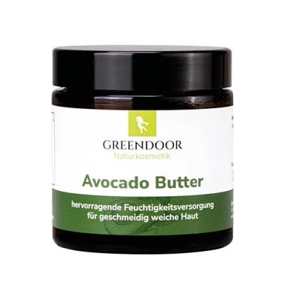 Abbildung von GREENDOOR PUR Avocadobutter 120ml, rein vegan, als natürliche Nachtcreme, Feuchtigkeitspflege, nur physikalisch raffiniert, allergenfreie Naturkosmetik, Natur Avocado Butter