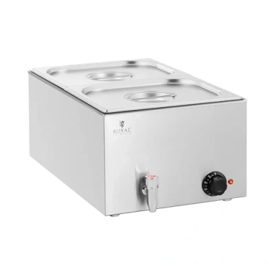 Abbildung von Royal Catering Speisenwärmer Bain Marie Ablasshahn 600 W 2x GN 1/2 Warmhaltebehälter
