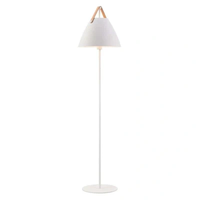 Abbildung von Stehlampe Strap aus Metall mit Lederband, weiß