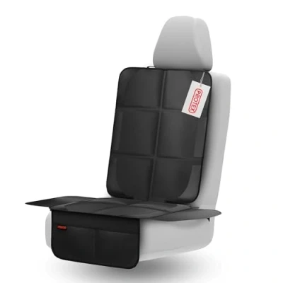 Abbildung von PROTEX Kindersitzunterlage [Testsieger 2024] ISOFIX geeignet Wasserabweisender Polyester Stoff mit gepolsteter Sitzfläche L