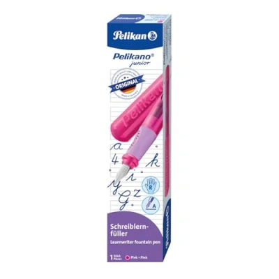 Abbildung von Pelikan Füller Pelikano Junior, Schreiblernfüller für Rechtshänder, Pink, Feder A, 824828