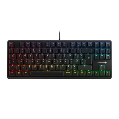 Abbildung von CHERRY G80 3000N RGB TKL, Kabelgebundene Gaming Tastatur Ohne Nummernblock, UK Layout (QWERTY), Beleuchtung, Original MX SILENT RED Switches, Schwarz