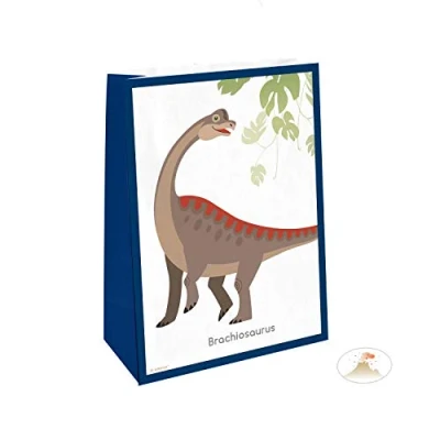 Abbildung von Partytüten &quot;Happy Dinosaurier&quot; mit Aufklebern 4 Stück