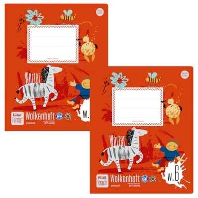Abbildung von Formati Wolkenheft W.6 Quart 20 Blatt Wolkenfelder + 10 mm liniert, aus 100% Recyclingpapier, 2 Stück, für Wortschatzsammlungen