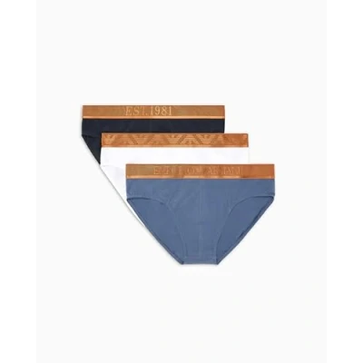 Abbildung von Emporio Armani Brief 3 PACK Slip, Herren, Größe: XL, Bianco/vin indigo/blu