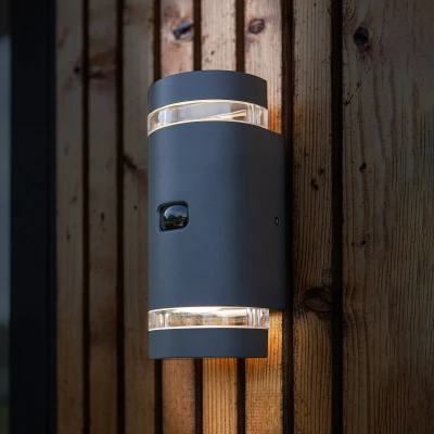 Abbildung von Außenwandlampe Focus, rund 2 fl. anthrazit Sensor